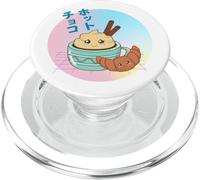 Vintage 90s Kawaii Japanese Hot Chocolate & Croissant PopSockets PopGrip pour MagSafe