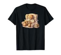 Vintage 90s Watercolor Cozy Teddy Bear Reading Book in Sweat T-Shirt