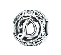 Vintage A-Z Lettre Charmes 925 En Argent Sterling Alphabet Perles Creuses Fit Femmes Bracelets Bijoux
