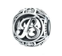 Vintage A-Z Lettre Charmes 925 En Argent Sterling Alphabet Perles Creuses Fit Femmes Bracelets Bijoux