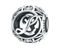 Vintage A-Z Lettre Charmes 925 En Argent Sterling Alphabet Perles Creuses Fit Femmes Bracelets Bijoux