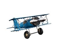 Vintage Airplane Decor, Biplane Model Plane, 10x6 Inches Metal Aircraft with Retro Style, Iron Plane Ornament, Airplane Figurine Accessory with Classic Design, Home Decor for Holiday and Birthday