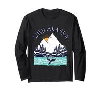 Vintage Alaska Paysage Sauvage Baleine à Bosse Manche Longue