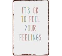 Vintage Aluminum Metal Sign Its OK To Feel Your Feelings Rustic Wall-Art for Mindfulness Home Office 8 X 12 in
