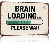 Vintage Aluminum Sign Brain Loading Progress Vintage Computer Style Wall-Art for Bedroom Studio Reading Nook 8 X 12 in