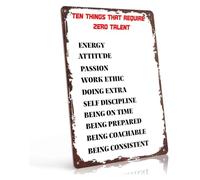 Vintage Aluminum Sign Zero Talent Reminder Plaque 8x12 Inch | Great daily reference for students employees and parents Ready to hang directly out of the package