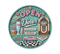 Vintage American Diner Neon Style Sign Plaque En Aluminium Rétro, Décoration Murale Vintage Pour Maison, Bar, Garage Et Ferme 20x20cm