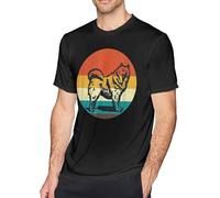 Vintage American Eskimo Dog Men's Basic Outdoor Casual Custom Short Sleeve T-Shirt Cotton Tee Manches Courtes(3X-Large)