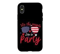 Vintage American Flag 4th July We The People Like to Party Coque pour iPhone X/XS