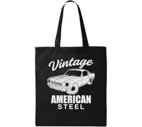 Vintage American Steel Muscle Car Sac fourre-tout en coton écologique naturel Noir, Noir , Taille unique