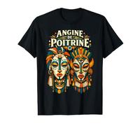 Vintage Angine de Poitrine Masques Tribal Art Culturel Africain T-Shirt Graphique avec Valeur