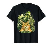 Vintage années 90 Chat Monstres Maison hantée Classique Halloween T-Shirt Graphique avec Valeur