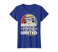 Vintage Anniversaire 30 Ans Née en Janvier 1996 Homme Femme T-Shirt, Femme, Bleu Royal, M