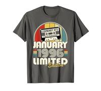 Vintage Anniversaire 30 Ans Née en Janvier 1996 Homme Femme T-Shirt, Homme, Asphalte, M