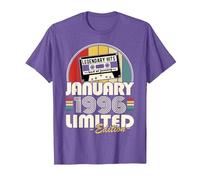 Vintage Anniversaire 30 Ans Née en Janvier 1996 Homme Femme T-Shirt, Homme, Violet Chiné, M