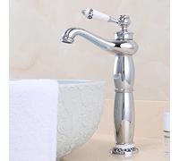 Vintage Antique Brass Hot and Cold Mixer Tap Single Handle Bathroom Sink Faucet, Gold
