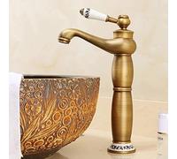 Vintage Antique Brass Hot and Cold Mixer Tap Single Handle Bathroom Sink Faucet, Gold