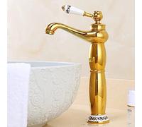 Vintage Antique Brass Hot and Cold Mixer Tap Single Handle Bathroom Sink Faucet, Gold