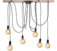 Vintage Antique Plafond 6 Head Pendant Light Lustre, Industrial Multiple Heads Plafond Lamp Light Holders for Universal E27 Ampoules, Exquise DIY Suspension Light Lamp for Home Bar Coffee Shop