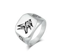 Vintage Anubis Guardian Titanium Steel Ring Ancient Egyptian Death Reaper Wolf Head Bague en acier inoxydable