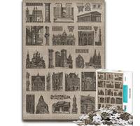 Vintage Architecture Print Puzzle Adulte en Bois, Loisir, 1000 pièces | Cadeau puzzle : cadeau de Noël pour amateur de puzzle, moment puzzle seul ou à plusieurs.