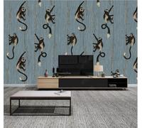 Vintage Art Wooden Animal Monkey Papier Peint 3D Installation Facile Intissé Tapisserie Bureau Salon Canapé Chambre Décoration Murale-430cm×300cm
