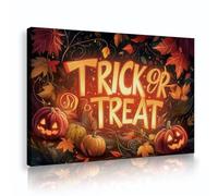 Vintage automne art mural Halloween décoration murale Gag thèmes Trick or Treat Impressions d’art sur toile pour chambre à coucher esthétique image décor 30x45cm Cadre intérieur
