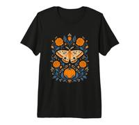 Vintage Automne Moth Citrouille Floral Nature T-Shirt Haut de Gamme