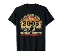 Vintage Avril 2005 Anniversaire 20 Ans Garçons et Filles T-Shirt