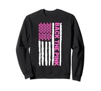 Vintage Back The Pink Warrior Flag Lutte Contre Le Cancer du Sein Sweatshirt