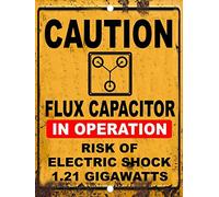 Vintage Back to The Future Flux Capacitor 1,21 Gigawatt Caution Plaque en métal 30,5 x 20,3 cm