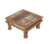 Vintage Bajot Table d'appoint SIERA S 33 x 33 cm carrée en bois recyclé Marron Tabouret shabby chic MA5028S