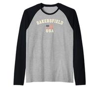 Vintage Bakersfield USA Drapeau USA CA Cool Souvenir Rétro Manche Raglan