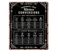 Vintage Baking Conversion Chart Metal Tin Sign Kitchen Measuring Reference Cup Gram Ounce Equivalent Wall Decor 8 X 12 inch