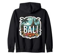 Vintage Bali Indonésie Ocean Temple Lotus Fleurs Palmiers Sweat à Capuche