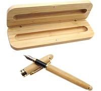 Vintage Bamboo Fountain Pen 14cm/5.5 Inch, Natural Handmade Bamboo Executive Fountain Pen Set With Matching Bamboo Box
