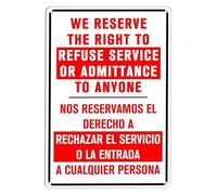 Vintage Bar Sign We Reserve The Right To Refuse Service Retro Tin Metal Art Wall Decor for Cafe Restaurant Man Cave Home Bar Office 8 X 12 inch