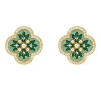Vintage Baroque trèfle à quatre feuilles boucles d'oreilles, S925 hypoallergénique argent poteaux, émail et cristal incrusté, idéal pour tous les jours et cadeau