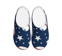Vintage Baseball Star Pantoufles Femme Flanelle Maison Pantoufles pour Homme Sport Ball Antidérapant Chaud Chaussures d'hiver pour Intérieur Extérieur, multicolore, X-Small Men/ Medium Women