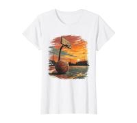 Vintage Basketball Sunset Court Player Weekend Humeur T-Shirt Graphique avec Valeur