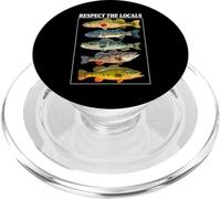 Vintage Bass Fishing Fish Chart Respect The Local PopSockets PopGrip pour MagSafe