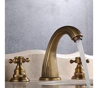 Vintage Bathroom Sink Mixer Tap Brass Faucet Bath Bathroom Faucet with 3 Holes Basin Faucet Cross Handle Basin Faucet Black (Color : Black)
