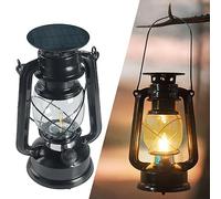 Vintage Batteries Lanterne Solaire Dimmable 3000K Blanc Chaud Extérieur Rétro Design Lampes Solaires Lampe Tempête USB Rechargeable IP55 Etanche Lanternes LED pour Camping Jardin Balcon Terrasse