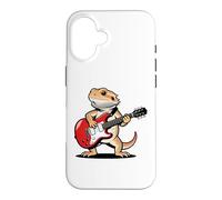Vintage Bearded Dragon Punk Music Playing Guitar Coque pour iPhone 16
