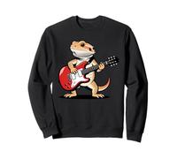 Vintage Bearded Dragon Punk Music Playing Guitar Sweatshirt