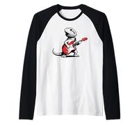 Vintage Bearded Dragons Punk Music Playing Guitar Manche Raglan