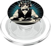 Vintage Beats Feline DJ Cat Synthwave Rétro Kitty Mix PopSockets PopGrip pour MagSafe