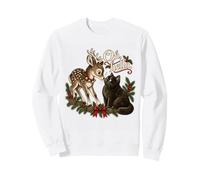 Vintage Bébé Renne Faon avec Chat Noir pour Noël Sweatshirt