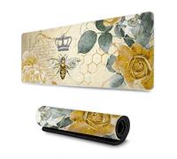 Vintage Bee Tapis de souris de gaming long XL en caoutchouc antidérapant avec bords cousus 80 x 30 cm