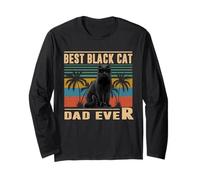 Vintage Best Cat Dad Ever Funny Black Cat for Fathers Day Manche Longue